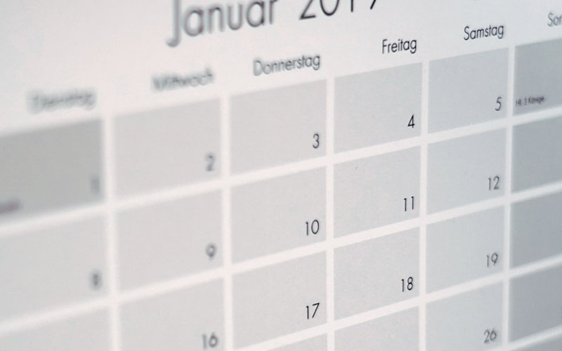 Kalender mit möglichen Terminen
